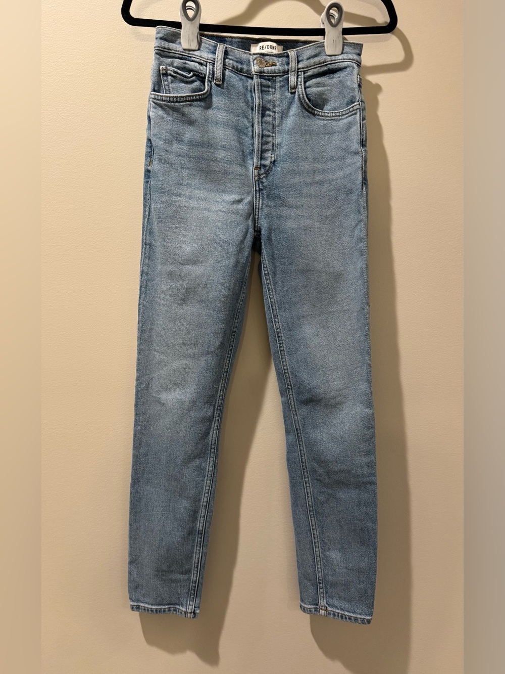 RE/DONE 90s High Rise Ankle Crop Jeans Hazey Indigo Light Wash Women's Size 25
